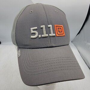 5.11 Tactical Gray Adjustable Cap With Orange Logo Embroidery Casual Outdoors
